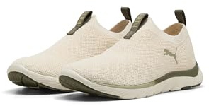 Puma Softride Remi Slip-on Knit WN's Zapatillas de Correr para Mujer, Blanco cálido Oscuro Loden Lux Army, 40.5 EU