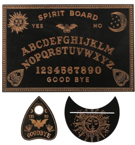 Ieron Juego de Tablero de ouija y Soporte para Cartas del Tarot, Tablero de Madera para espíritus Negros, tableros parlantes con plancheta para Suministros de brujería