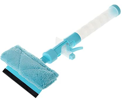 Multifunktions Blau Fensterwischer mit Sprühfunktion für Glatte Flächen | PP und Tuchbezug, Streifenfreie Reinigung mit Wasserabsorption, für Badezimmerwand und im Alltag
