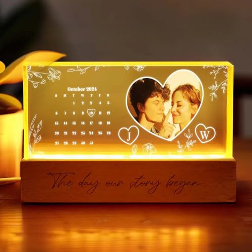 VEELU Personalisierte Geschenke für Frauen, Bilderrahmen Personalisiert LED Mit Text Und Namen, Foto Geschenk Für Ihn Und Sie Paar, Mama, Männer als Geburtstag, Jahrestag, Valentinstag (Stil 10)