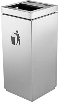 GAROEN Cubo de Basura de Acero Inoxidable para Exteriores, Cubo de Basura para pasillos Interiores, Cubo de Basura Vertical para Exteriores, Cubo de Basura para Suelo, Cubo de Basura Comercial