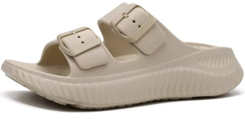 KuaiLu Sandali da donna per il recupero, comodi ortopedici regolabili per la fascite plantare, Sandalo estivi con supporto per l'arco plantare, antiscivolo in spiaggia traspiranti Tutto Beige 40