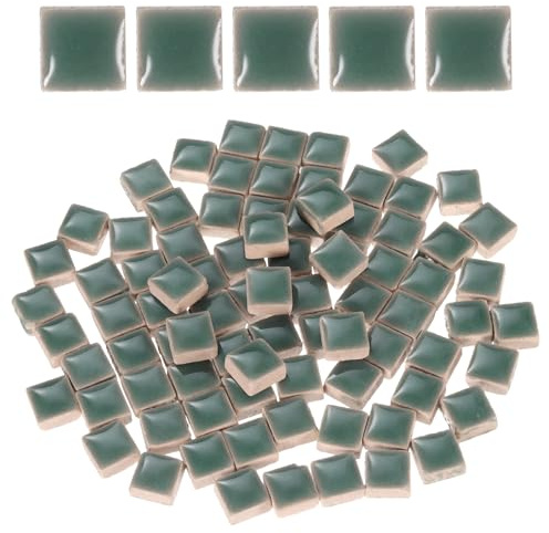 QUARKZMAN 100g Quadratische Mosaikfliesen Keramik-Mosaikfliesen 1x1cm Grün | bunte, Für Bastelbedarf in großen Mengen, Für die Heimdekoration Kunsthandwerk DIY-Projekte