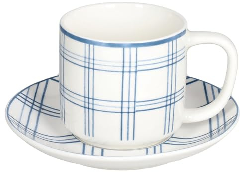 Tognana Quadro Carta Da Zucchero, Confezione 6 Tazze The Con piatto 220 cc, New Bone China, Azzurro
