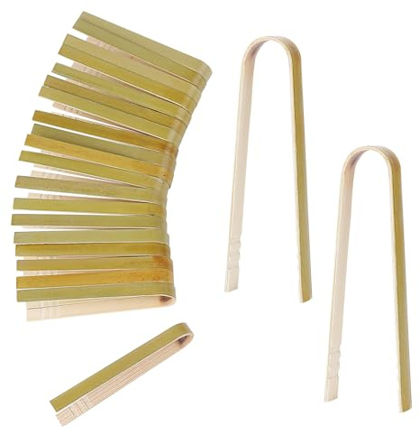 20 Pcs Mini Wooden Tongs Bamboo Tongs for Charcuterie Disposable Cooking Utensils for Serving Food Natural Bamboo Tong for Toast Bread Pickles Tea Toaster