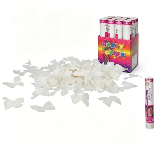 12 uds Cañón Confeti Mariposas 30 cm Cañones de Confeti boda Ideal para Bodas, Celebraciones, Fiestas, Gran Potencia de Alcance, Para Interiores y Exteriores