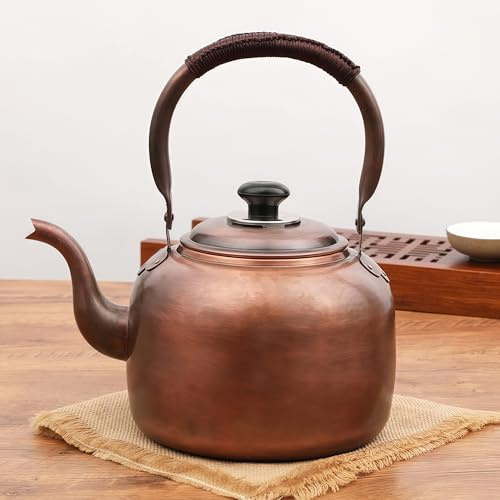 Bouilloire sifflante en cuivre pour cuisinière à gaz et induction – Fait main solide