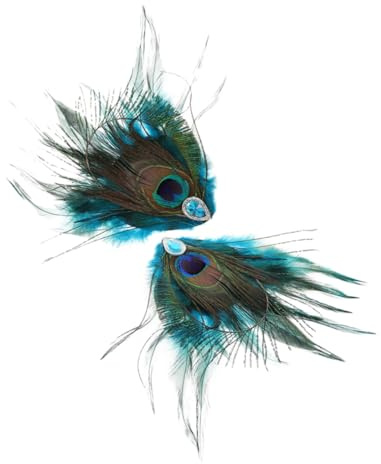 WRITWAA 2pièces Pinses à Cheveux Paon Strass Accessoires de Cheveux Rétro Faux Plumage Pinces à Vintage pour Mariages et Fêtes