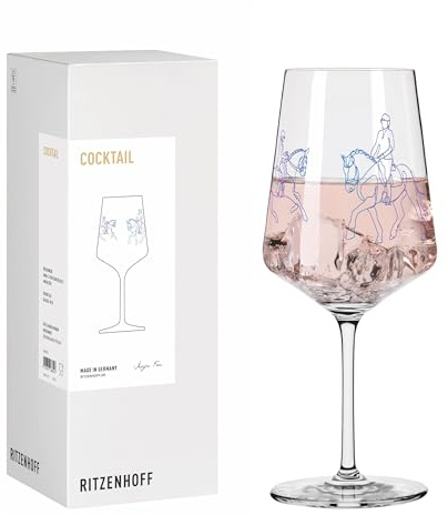 RITZENHOFF 8084010 Cocktail Glas 500 ml, Serie Reitgold - Anja Fee Edition mit elegantem Pferdemotiv und sanftem Farbverlauf - Made in Germany