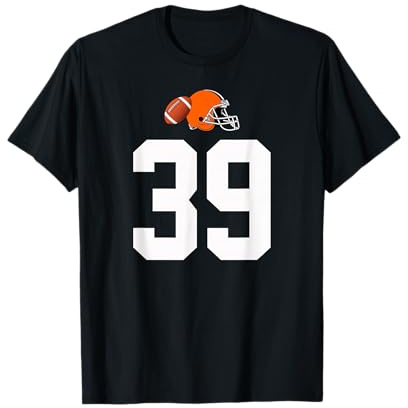 Americano Fútbol Casco Estilo Vintage Número 39 Camiseta