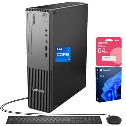 Lenovo ThinkCentre Small Form Factor Business Desktop, 13th Gen Intel Core i7-13620H, 32GB DDR5, 1TB SSD, HDMI, VGA, Wi-Fi, Wired KB & Mouse, Windows 11 Pro, Bundle with Adata 64GB USB Flash Drive