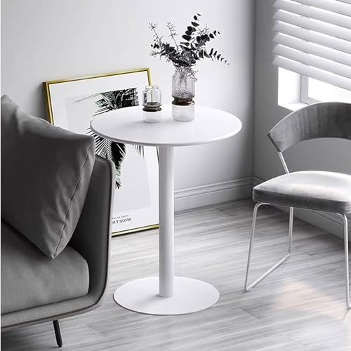 Högt topp runt barbord metallbas cocktailbord platsbesparande matbord för kök och frukost stilfullt vitt 48 x 56 cm perfekt för små utrymmen