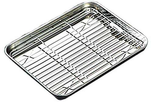 SHYYOULQE Baking Sheet Tray with Removable Rack Set Stainless Steel Cooling Pan for Oven Dishwasher Safe Baking Tray Organiser Rack