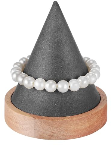 Ciieeo Expositor de Joyería Cono de Pulsera y Soporte para Reloj, Organizador de Brazaletes y Exhibición de Pulseras de Madera Maciza