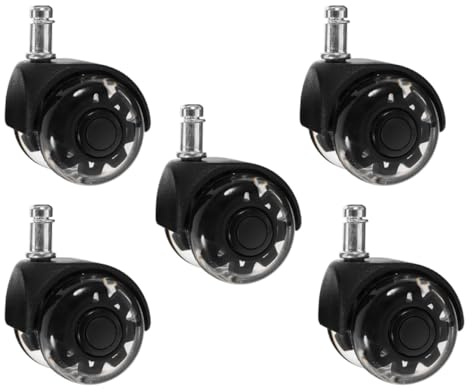 Amosfun 5pcs Black Office Chair Replacement Wheels Heavy Duty Caster Wheels for Carpet and Hardwood Floors, Universal Swivel Office Furniture Casters for Desk and Gaming Chairs
