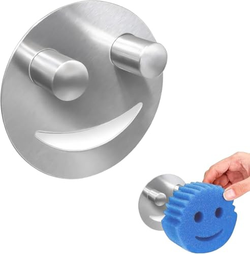 BOBITALK 1 pieza de acero inoxidable para fregar soporte de cocina Smiley Esponja de lavado Soporte abierto para Scrub Mommy Holder Sponge Holder para Scrub y Scrub Mommy (esponjas no incluidas)