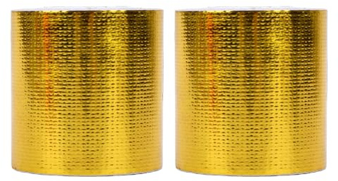 ANGGREK Värmeskyddstejp 2 Tum X 32,8 Fot Guld Glasfiber Aluminiumfolie för | 300℃ Värmebeständig, Stark Vidhäftning, Vattentät Tätning, för Reparation Av HVAC-avgasrör, Kablar och bränsleledningar.