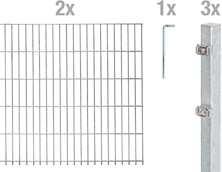 Alberts 642983 Doppelstabmattenzaun als 32 tlg. Zaun-Komplettset | verschiedene Längen und Höhen | anthrazit | Höhe 120 cm | Länge 4 m