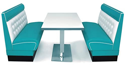 möbelland24 American Diner Set türkis 2X Sitzbank Chicago 120cm + Diner Tisch