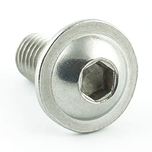 Eisenwaren2000 Tornillos de cabeza alomada M6 x 10 mm con hexágono interior y brida (10 unidades) ISO 7380 tornillos con cabeza plana y unión Tornillos roscados Acero inoxidable A2 V2A Inoxidable