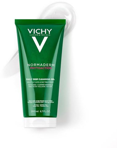 Vichy Phytosolution, Gel Detergente Purificante, Per Pelli a Tendenza Acneica, Azione Anti-Imperfezioni, Pelle Levigata, Con Acido Salicilico, Bifidus Probiotico, Rame e Zinco, 200 ml
