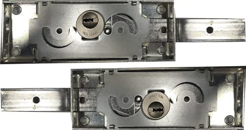 PREFER - Coppia di serrature laterali per serranda chiave punzonata catenacci prolungati + 25 mm. - cilindro tondo con chiave punzonata - Sporgenza cilindro mm - 156 l x 55,4 h x 15,5 p mm