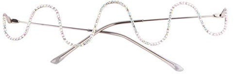 VALICLUD Brillengestell mit Diamant-Halbbrillengestell ohne Linse Brillengestell Funkelnde Modebrille für Frauen Silber