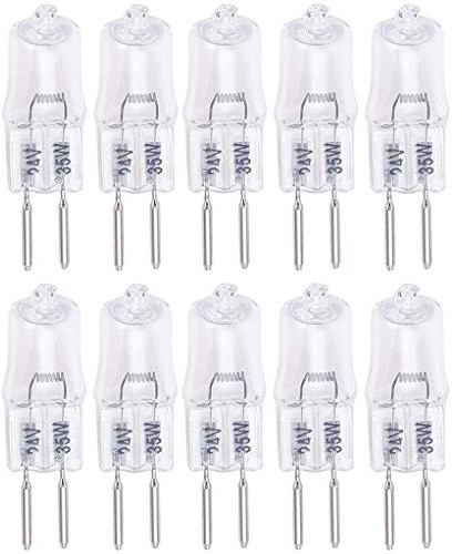 K JINGKELAI 35W Halogen Bulbs 24V 35 Watt G5.3 Halogen Bulbs JC Bi-Pin Base 35 Watt 24 Volt Halogen Lamps for Home Lighting,Clear Glass Lens,Warm White 2700K,10 Pack