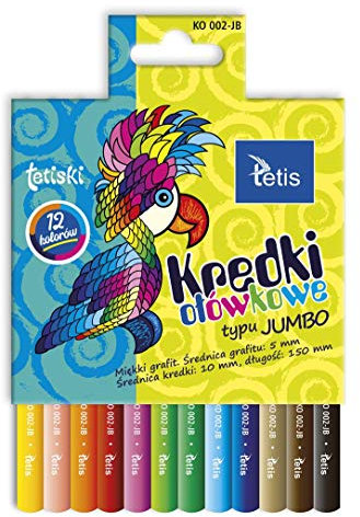Tetis Jumbo Buntstifte Set 12 Farben Buntstifte rund Malstifte mit weicher Mine Bunt- Stifte für Kinder Jumbo Grip Farbstifte rund weich hohe Qualität