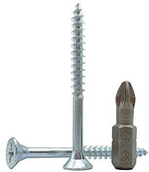 Lot de 500 vis à bois en acier zingué 4,0 x 50 mm, filetage partiel, tête cruciforme, vis à aggloméré (500, 4,0 x 50 mm)