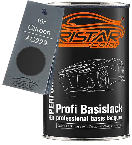 TRISTARcolor Peinture voiture Pot prêt à la pulvérisation pour Citroen AC229 Noir Mat peinture de base 1 litre 1000 ml
