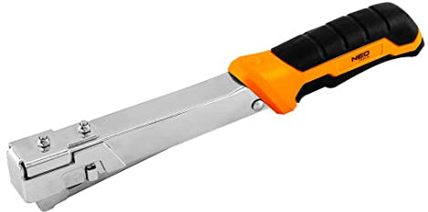 NEO TOOLS Hammertacker handtacker Polsterklammergerät Möbelhefter, 6-10 mm, für G-Klammern, Stahlkonstruktion mit hochgekohlten gehärteten Stahlteilen, Gummigriff