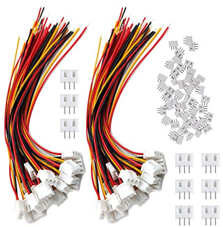 HUAZIZ 50 Paar JST-XH 2.54mm 3-Pin Connector Plug mit Wires Cables 15cm, JST 3-Pin Stecker & Buchse