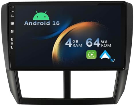 YUNTX [4+64G] Android 16 2 Din Radio con navigazione per Subaru Forester/Impreza 2007-2012: [Integrato CarPlay/Android Auto/DSP/GPS]-IPS 2.5D 9”Touch screen-DAB/Bluetooth 5.0/Controllo del volante/USB