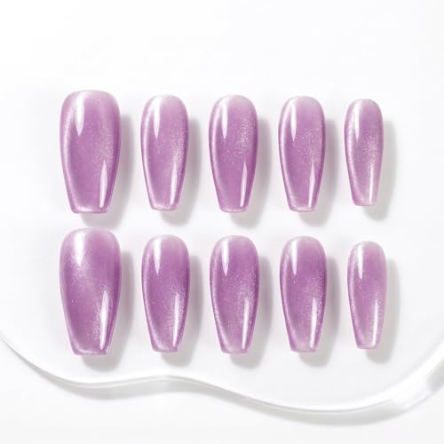 Sun&Beam Nails Handgefertigte Press-On Nails Medium Ballerina Lila (#085 S) | Zartes Flieder mit feinem Perlglanz und dezentem Schimmer im 10-teiligen Set