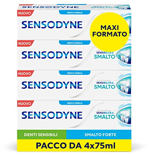 Sensodyne Sensitivity Zahnpasta & Whitening Nagellack, für empfindliche Zähne, starker Nagellack, Aufhellungseffekt*, frischer Minzgeschmack, Maxi-Format 4 x 75 ml