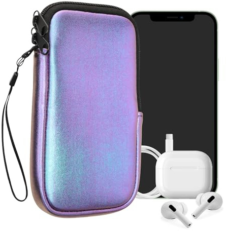 kwmobile Neopren Zip-Fodral för Smartphone XL - 6,7/6,8 tum - Mobiltelefonväska med Dragkedja - Lavendelväska Metallisk