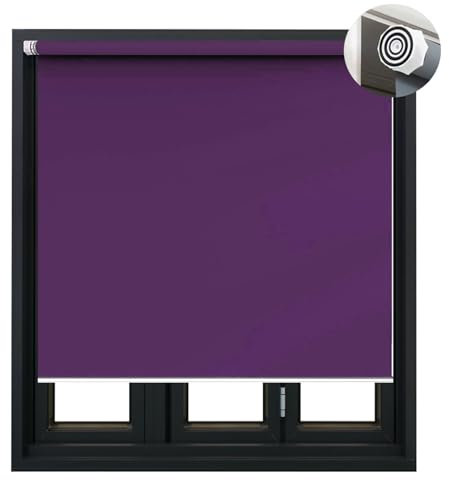Rollo für Fenster Ohne Bohren 60 x 210 cm Hitzeschutz und Sichtschutz, Sonnenschutzrollo Seitenzugrollo mit Verstellbarer Kette für Fenster und Türen, Lila