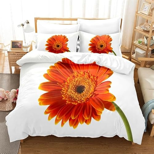 SJSXWQN Bettwäsche 220x240 Rote Chrysantheme Bettwäsche-Set mit Reißverschluss Schließung für Erwachsene Kinder Weicher Atmungsaktive Mikrofaser Bettbezug + 2 Kopfkissenbezug 80x80 cm