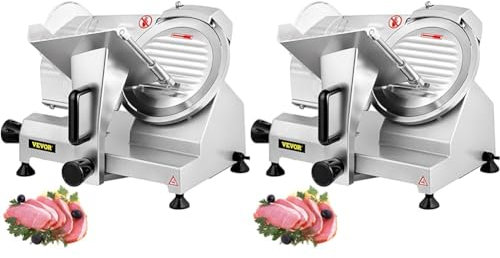 VEVOR Cortadora de Fiambre 120 W 1 Cuchilla de Acero Cromado Cortafiambres Eléctrico Espesor Ajustable 0-12 mm Cortadora de Carne 1200 RPM para Carne, Alimentos Cocidos, Queso, Rosbif, Verduras, Pan