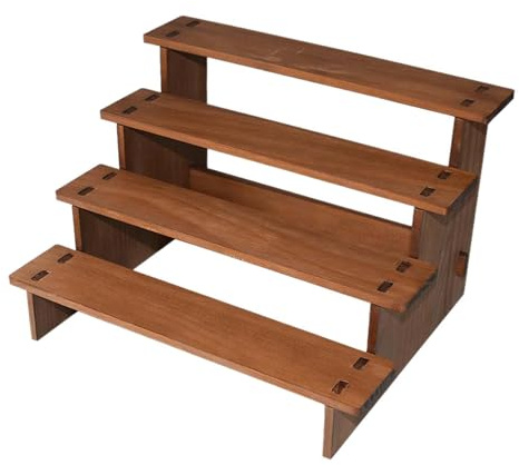 perfk Espositore da banco in Legno Alzata espositore a 4 gradini Alzata per servire a più Livelli Versatile Supporto per Cupcake Scala per Figure Bottiglie, 30x24x19 cm