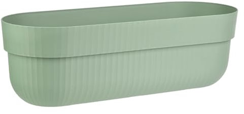 Engelland - 1 x Blumenkasten, Blumentopf, Farbe: Pistazien-Grün, Pflanzkasten mit Wasserspeicher/Drainagesystem und Abstandshalter, 50 cm, PP-Kunststoff, Balkonkasten, länglich, formstabil