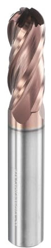 sourcing map Ball Nose End Mill 4 Flute 3/8 Diameter 3/8 Shank Tungsten Carbide AlTiN Coated Spiral CNC Router Bits 1 Cutting Length Single End Ball for Carving Engraving Grinding
