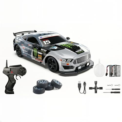 fisca 4WD Ferngesteuertes Auto,1:16 Skala 2.4GHz 18+KM/H High Speed RC Drift Car mit LED Lichtern, RC Rennwagen Spielzeug für Jungen Mädchen (SC-16A05-1)