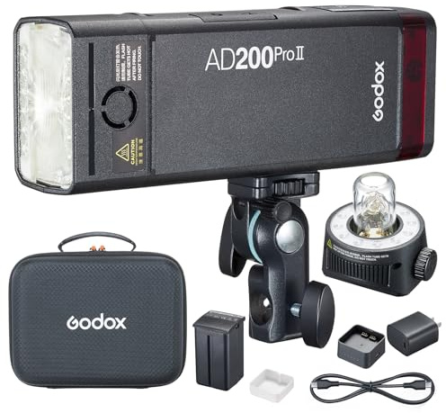 Godox AD200 Pro II GODOX AD200Pro II Flash, 2.4G HSS Flash Strobe, 0.01-1.8s Recycling, 2980 mAh Battery, 500 Full Power Flashes, One-Tap Sync with X3 (GODOX AD200Pro Upgraded) (AD200PRO II)