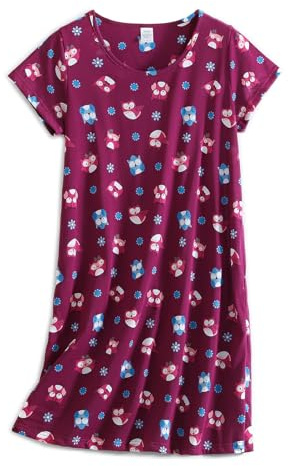 CHUNG Chemise de nuit pour femme Chemises de nuit à manches courtes T-shirt de nuit doux avec motif mignon Vêtement de nuit d'été Taille UK 12-30, Chouette violette, 52-54
