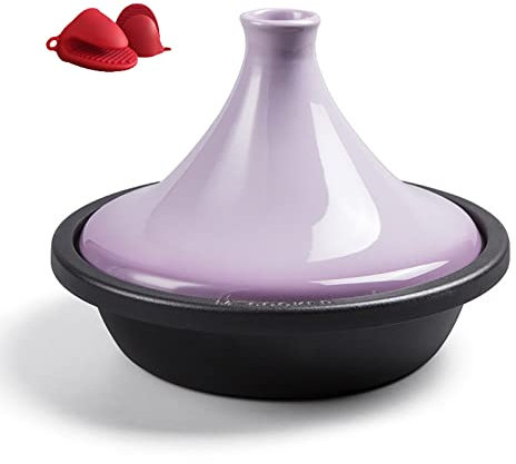 Cast Iron Moroccan Tagine Pot, Moroccan Enameled Tagine Pot, Cast Iron Tajine Cooking Pot, Handmade Crock Pot, Induction Braiser Pot, Saucepan (Color : Purple)