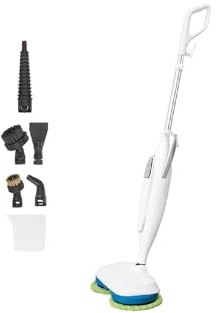 Drehbarer Dampfmop 140 Umdrehungen pro Minute - Dampfmopp 350ml mit Teleskopgriff - Mopp mit Zubehörset geeignet für Parkett, Paneele, Fliesen, Laminat und Linoleum
