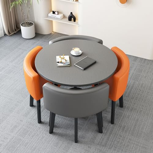 Modernes rundes Esstisch-Set mit Stühlen für die Küche, kleiner, runder Frühstücksbartisch, runder Besprechungstisch für Esszimmer, 80 x 74,9 cm, moderne Möbel