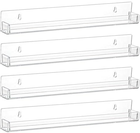 Nagellackwandregal, 4pcs 15 -Zoll -Wandmontage Acryl -Nagellackregale, klare Nagellackorganisator Display, Nagellackregal für die Wand